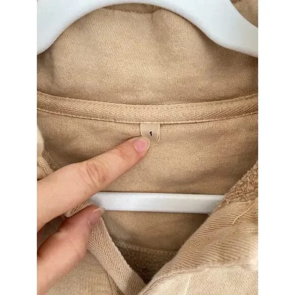 Sloppy Joe Collar 02 Beige Tan Pullover Rugby Sweatshirt Oversized Size 1 - Picture 6 of 8